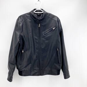 SF Superlative Fashion black moto jacket grunge dark faux leather size M